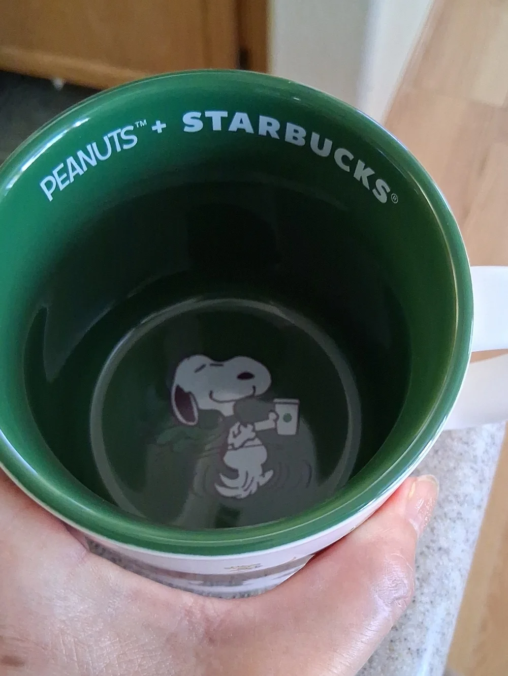 Peanuts + Starbucks White and Green Ceramic Holiday Mug